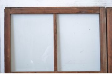 アンティーク建具　古い木味が懐かしい雰囲気漂う幅狭ガラス戸4枚セット(引き戸)(R-064601)