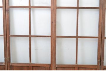 アンティーク建具　古い木味が懐かしい雰囲気漂う幅狭ガラス戸4枚セット(引き戸)(R-064601)