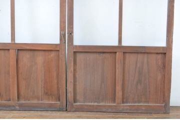 アンティーク建具　古い木味が懐かしい雰囲気漂う幅狭ガラス戸4枚セット(引き戸)(R-064601)