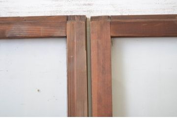 アンティーク建具　古い木味が懐かしい雰囲気漂う幅狭ガラス戸4枚セット(引き戸)(R-064601)