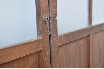 アンティーク建具　古い木味が懐かしい雰囲気漂う幅狭ガラス戸4枚セット(引き戸)(R-064601)