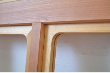 ビンテージ建具　新古品　上質な和の雰囲気を演出する組子入りのガラス戸1枚(引き戸、ヴィンテージ)(R-064602)