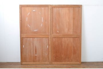 アンティーク建具　趣ある木味が魅力の帯戸2枚セット(板戸、引き戸)(R-064604)