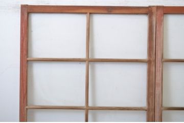 アンティーク建具　味のあるレトロなガラス戸2枚セット(引き戸)(R-064605)
