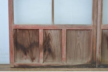 アンティーク建具　味のあるレトロなガラス戸2枚セット(引き戸)(R-064605)