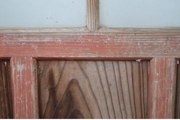 アンティーク建具　味のあるレトロなガラス戸2枚セット(引き戸)(R-064605)