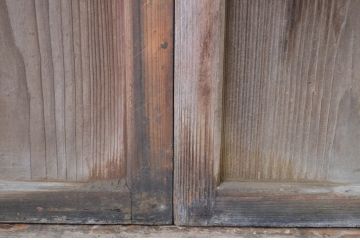 アンティーク建具　味のあるレトロなガラス戸2枚セット(引き戸)(R-064605)