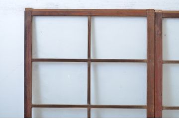 アンティーク建具　味のあるレトロなガラス戸2枚セット(引き戸)(R-064605)