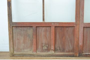 アンティーク建具　味のあるレトロなガラス戸2枚セット(引き戸)(R-064605)