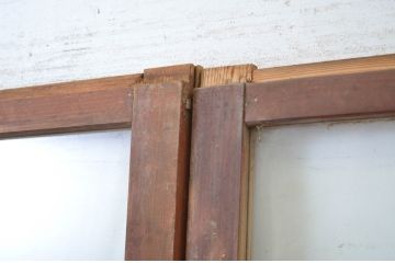 アンティーク建具　味のあるレトロなガラス戸2枚セット(引き戸)(R-064605)