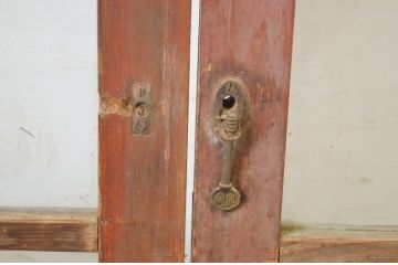 アンティーク建具　味のあるレトロなガラス戸2枚セット(引き戸)(R-064605)