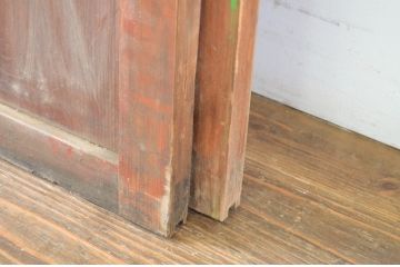 アンティーク建具　味のあるレトロなガラス戸2枚セット(引き戸)(R-064605)