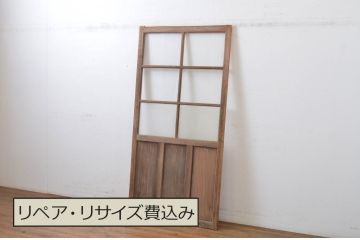アンティーク建具　古い木味が懐かしい雰囲気漂うガラス戸1枚(引き戸)(R-064606)