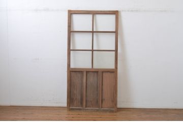 アンティーク建具　古い木味が懐かしい雰囲気漂うガラス戸1枚(引き戸)(R-064606)