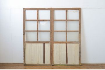 アンティーク建具　昔懐かしい佇まいが魅力のガラス戸2枚セット(引き戸)(R-064607)