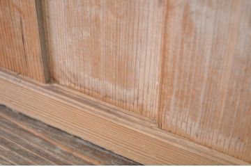 アンティーク建具　変わりデザインの障子入りガラス戸2枚セット(障子戸、引き戸、ガラス帯戸)(R-064609)
