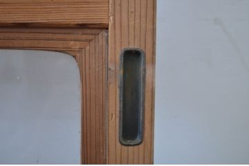 アンティーク建具　変わりデザインの障子入りガラス戸2枚セット(障子戸、引き戸、ガラス帯戸)(R-064609)
