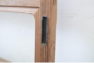 アンティーク建具　変わりデザインの障子入りガラス戸2枚セット(障子戸、引き戸、ガラス帯戸)(R-064609)