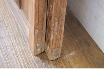 アンティーク建具　変わりデザインの障子入りガラス戸2枚セット(障子戸、引き戸、ガラス帯戸)(R-064609)