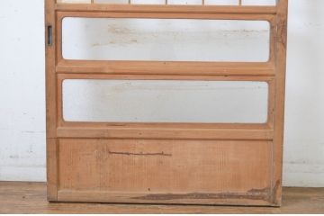 アンティーク建具　変わりデザインの障子入りガラス戸1枚(障子戸、引き戸、ガラス帯戸)(R-064610)