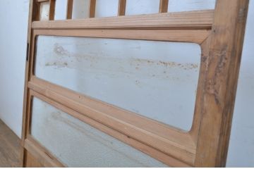 アンティーク建具　変わりデザインの障子入りガラス戸1枚(障子戸、引き戸、ガラス帯戸)(R-064610)