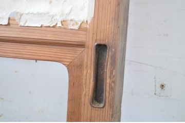 アンティーク建具　変わりデザインの障子入りガラス戸1枚(障子戸、引き戸、ガラス帯戸)(R-064610)