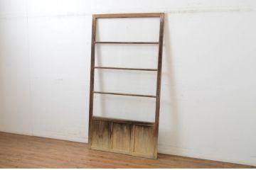 アンティーク建具　時代の流れを感じさせる横桟ガラス戸1枚(引き戸)(R-064611)