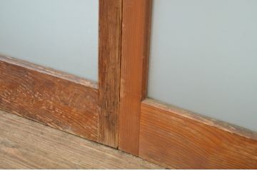 アンティーク建具　シンプルなデザインでお部屋に取り入れやすい幅狭ガラス戸2枚セット(引き戸)(R-064612)