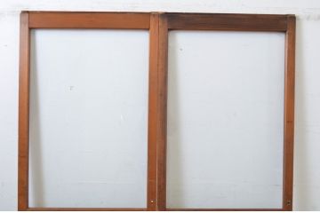アンティーク建具　シンプルなデザインでお部屋に取り入れやすい幅狭ガラス戸2枚セット(引き戸)(R-064612)