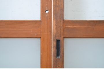 アンティーク建具　シンプルなデザインでお部屋に取り入れやすい幅狭ガラス戸2枚セット(引き戸)(R-064612)