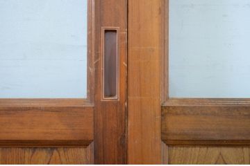 ビンテージ建具　美品!!　落ち着いた和の空間を演出するガラス帯戸3枚セット(ガラス戸、板戸、引き戸、ヴィンテージ)(R-064614)