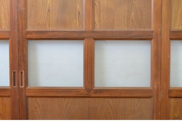 ビンテージ建具　美品!!　落ち着いた和の空間を演出するガラス帯戸3枚セット(ガラス戸、板戸、引き戸、ヴィンテージ)(R-064614)