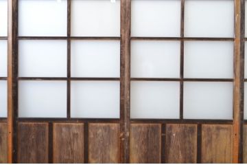 アンティーク建具　ペイント仕上げ限定　経年を感じる風合いが魅力のガラス戸4枚セット(引き戸)(R-064616)