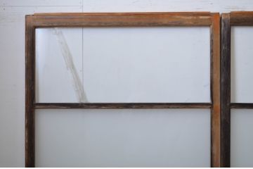 アンティーク建具　ペイント仕上げ限定　経年を感じる風合いが魅力の横桟ガラス戸4枚セット(引き戸)(R-064617)