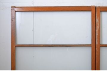 アンティーク建具　ペイント仕上げ限定　経年を感じる風合いが魅力の横桟ガラス戸4枚セット(引き戸)(R-064617)