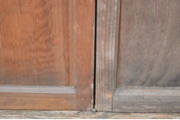 アンティーク建具　レトロな空間づくりにおすすめの幅狭ガラス帯戸2枚セット(ガラス戸、板戸、引き戸)(R-064618)