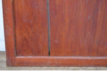 アンティーク建具　赤みがかった色合いが目を惹くガラス帯の扉1枚(ドア、ガラス戸、木製扉、板戸)(R-064619)