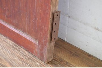 アンティーク建具　赤みがかった色合いが目を惹くガラス帯の扉1枚(ドア、ガラス戸、木製扉、板戸)(R-064619)