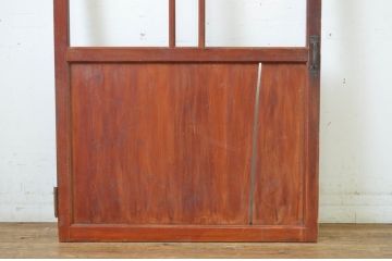 アンティーク建具　赤みがかった色合いが目を惹くガラス帯の扉1枚(ドア、ガラス戸、木製扉、板戸)(R-064619)