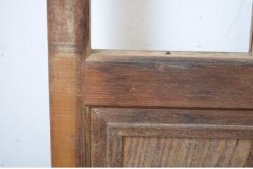 アンティーク建具　ガラス入り　経年による風合いが味わい深い幅狭玄関戸2枚セット(ガラス戸、引き戸)(R-064620)