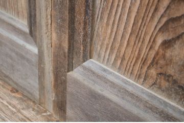 アンティーク建具　ガラス入り　経年による風合いが味わい深い幅狭玄関戸2枚セット(ガラス戸、引き戸)(R-064620)