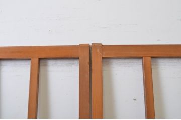 アンティーク建具　ガラス入り　経年による風合いが味わい深い幅狭玄関戸2枚セット(ガラス戸、引き戸)(R-064620)