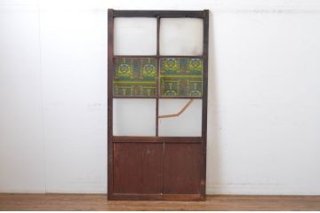 アンティーク建具　ノスタルジック雰囲気を醸し出すガラス戸1枚(引き戸)(R-064621)