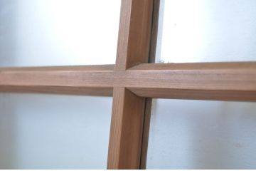 アンティーク建具　経年を感じさせる古い木味が魅力のガラス戸3枚セット(引き戸)(R-064623)