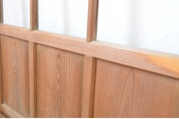 アンティーク建具　経年を感じさせる古い木味が魅力のガラス戸3枚セット(引き戸)(R-064623)