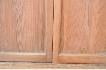 アンティーク建具　経年を感じさせる古い木味が魅力のガラス戸3枚セット(引き戸)(R-064623)