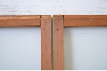 アンティーク建具　経年を感じさせる古い木味が魅力のガラス戸3枚セット(引き戸)(R-064623)