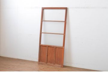 アンティーク建具　どこか懐かしい雰囲気を感じる横桟入りのガラス戸1枚(引き戸)(R-064624)