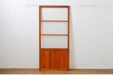 アンティーク建具　どこか懐かしい雰囲気を感じる横桟入りのガラス戸1枚(引き戸)(R-064624)