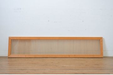 ビンテージ建具　両面ガラス　繊細な格子が目を惹く筬(おさ)欄間1枚(明り取り、明かり取り、オサランマ、ヴィンテージ、建具)(R-064628)
